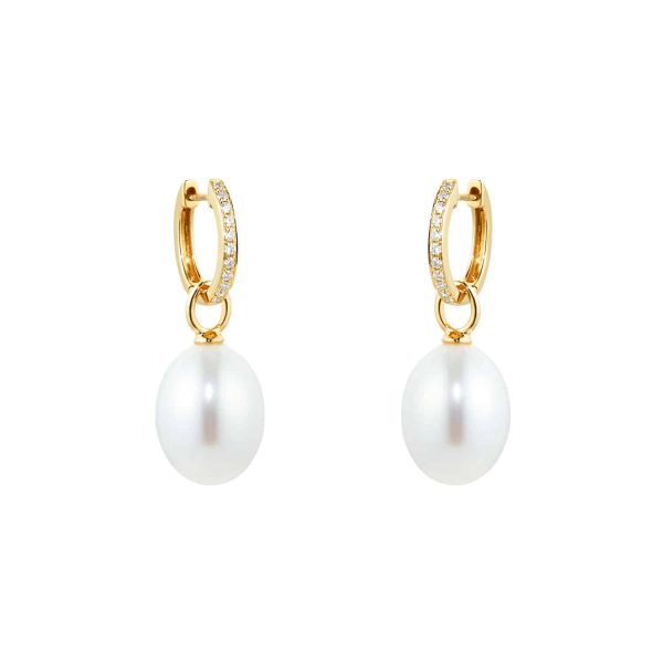 Kiki Classics 18ct Yellow Gold, Pearl Drops With 0.13cttw Diamond Hoop