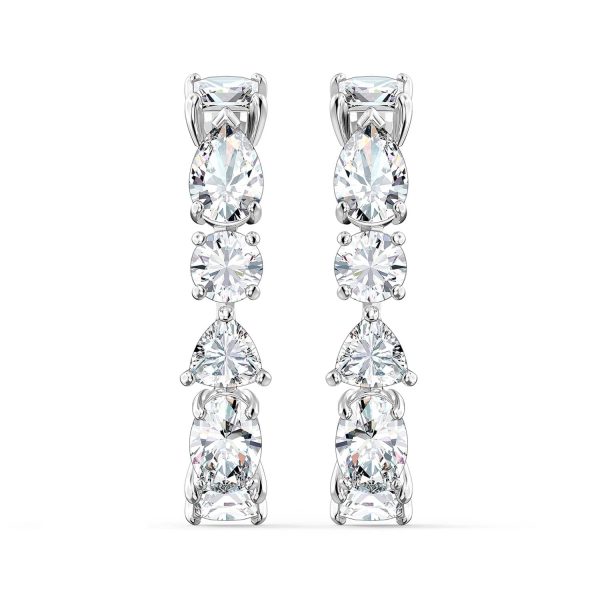 Rhodium Plated Tennis Deluxe Cubic Zirconia Cuff Earrings