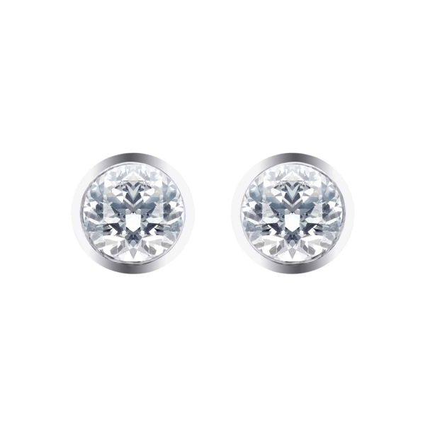 Silver & Diamond 0.10ct Besel Stud Earrings