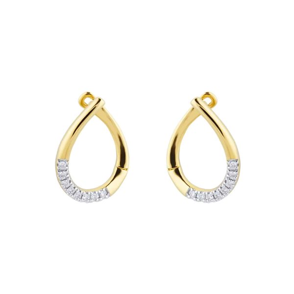 9ct Yellow Gold 0.10ct Diamond Tear Drop Hoop Earrings