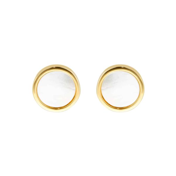 9ct Yellow Gold Mother Of Pearl Stud Earrings