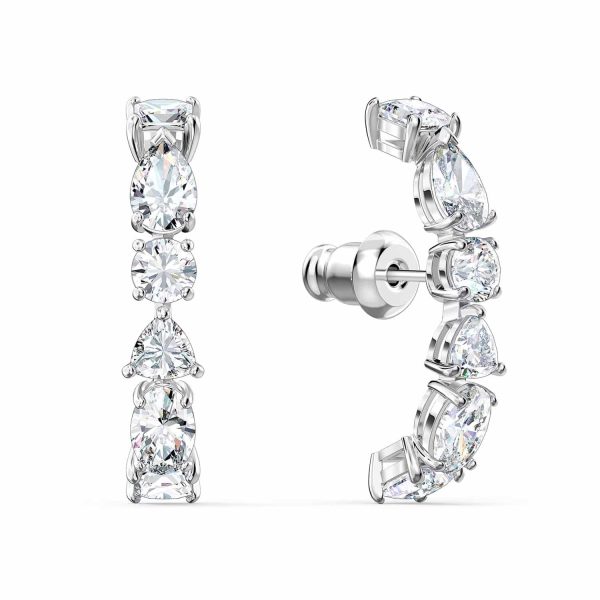 Rhodium Plated Tennis Deluxe Cubic Zirconia Cuff Earrings - Image 2