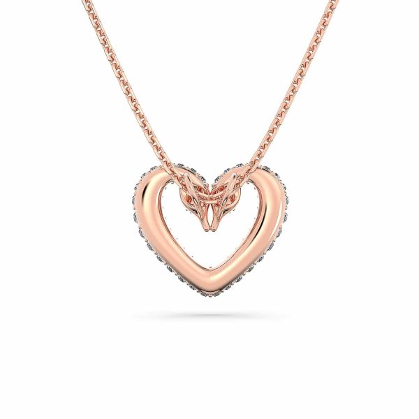 Rose Gold Coloured Una Pave Heart Crystal Pendant - Image 2