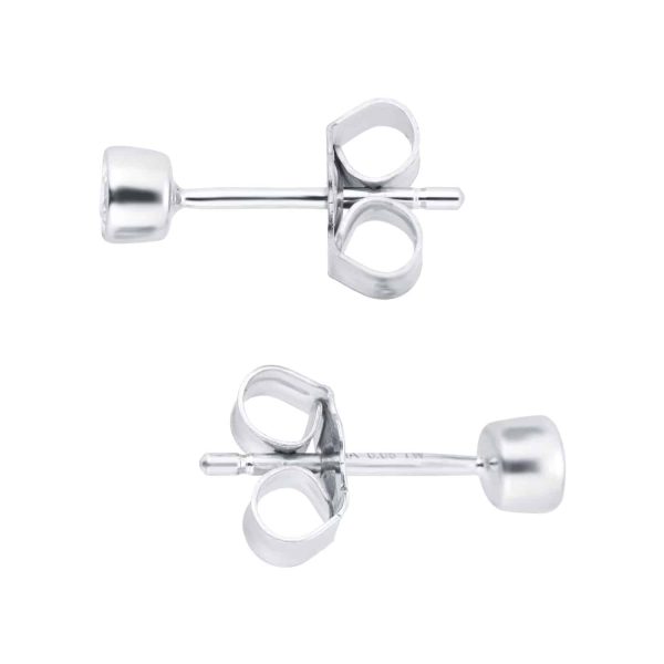 Silver & Diamond 0.10ct Besel Stud Earrings - Image 2