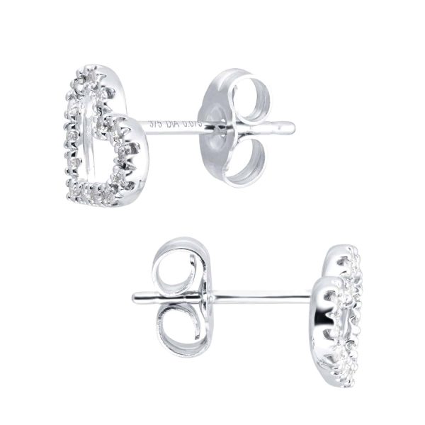 9ct White Gold 0.15cttw Open Heart Stud Earrings - Image 3