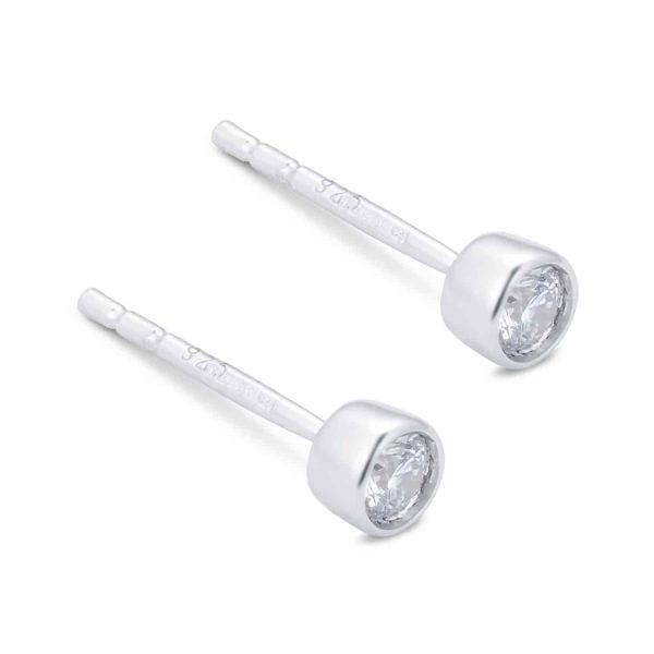 Silver & Diamond 0.10ct Besel Stud Earrings - Image 3