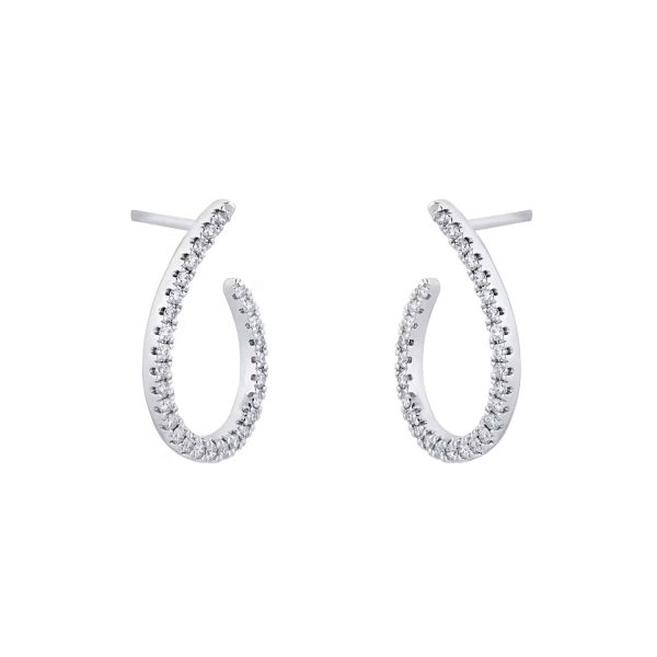 9ct White Gold 0.25cttw Diamond Open Hoop Earrings - Image 3