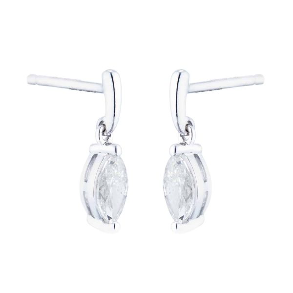 9ct White Gold 0.46cttw Marquise Diamond Drop Earrings - Image 2