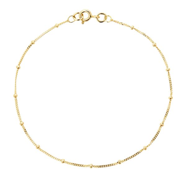 9ct Yellow Gold Beaded Chain Bracelet - Image 3