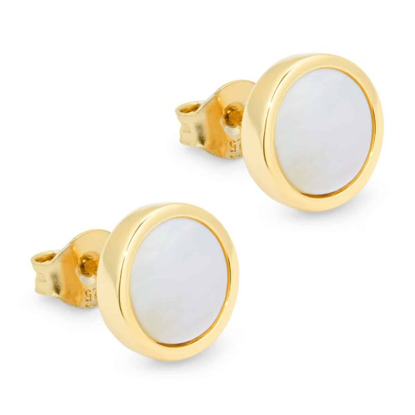 9ct Yellow Gold Mother Of Pearl Stud Earrings - Image 4